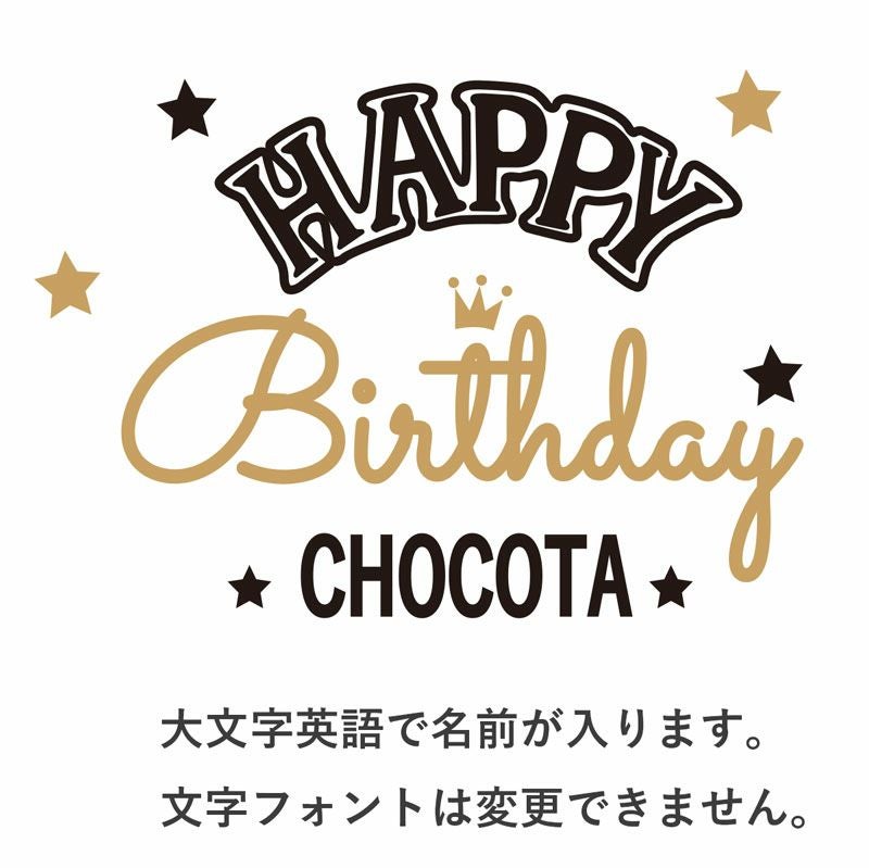 お名前プリント]ハッピーバースデイ・ブラックゴールドビブ（スタイ