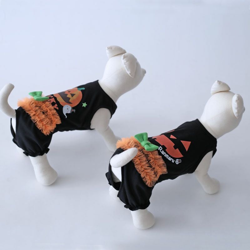 予約限定ウェア]ハッピーハロウィン・パンプキンロンパース | 犬服通販