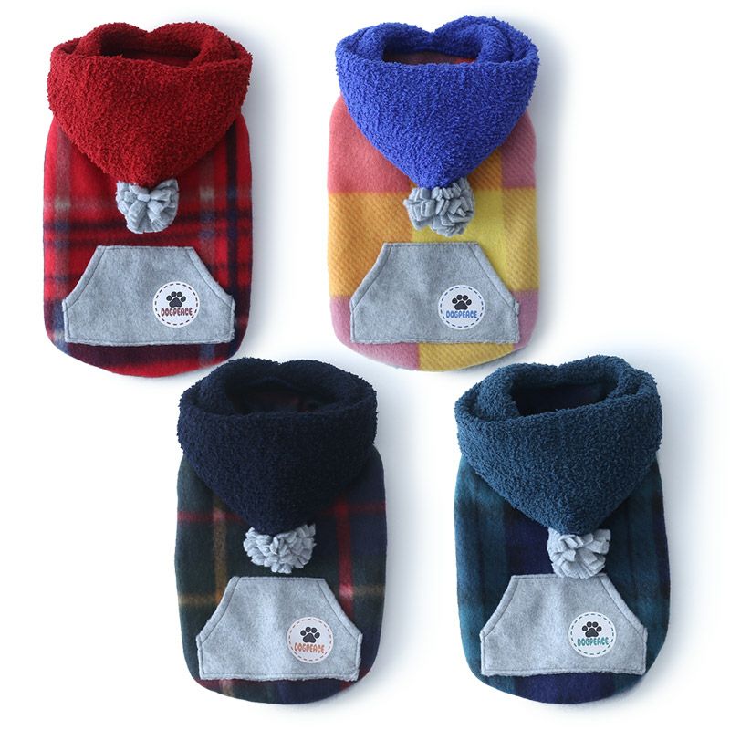 チェックフリースカンガルーポケットパーカー | 犬服通販ドッグピース