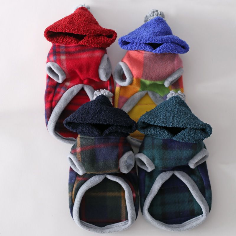 チェックフリースカンガルーポケットパーカー | 犬服通販ドッグピース