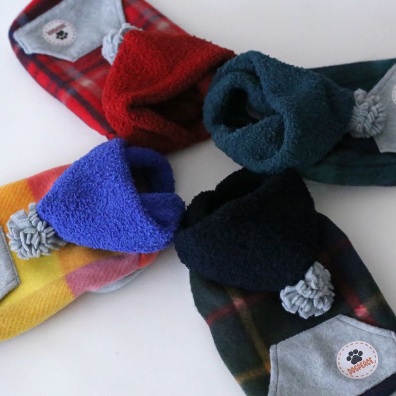 チェックフリースカンガルーポケットパーカー | 犬服通販ドッグピース