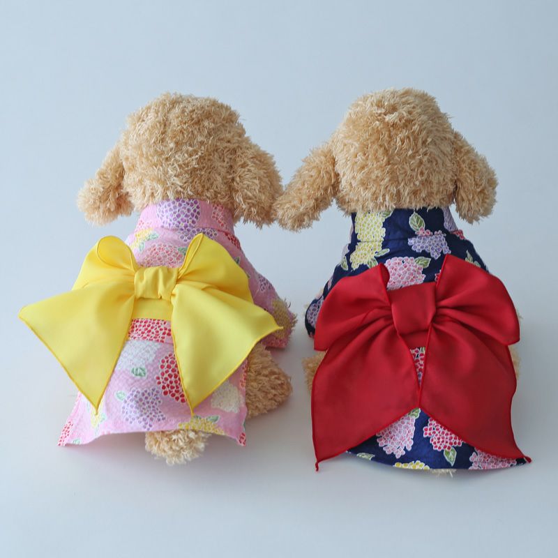 犬服ハンドメイド♡マーブル☆浴衣ワンピース♡沖縄生地♡ リップルあじさいワンタッチ浴衣 | 犬服通販ドッグピース