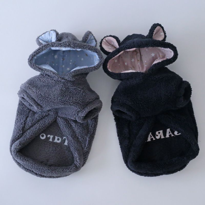 予約限定ウェア]お名前刺繍ボアくまみみパーカー | 犬服通販ドッグピース