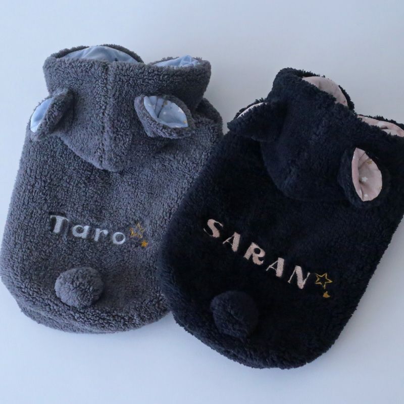予約限定ウェア]お名前刺繍ボアくまみみパーカー | 犬服通販ドッグピース