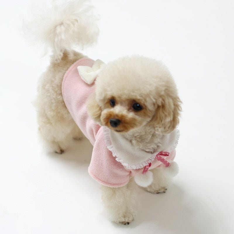 フリースリボンぽんぽん袖付きマント | 犬服通販ドッグピース