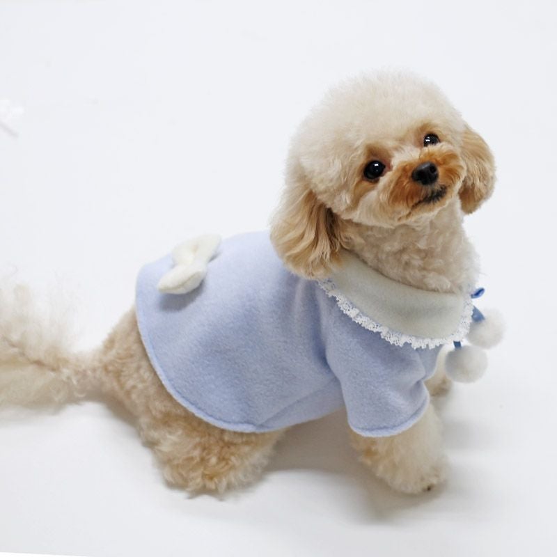 フリースリボンぽんぽん袖付きマント | 犬服通販ドッグピース