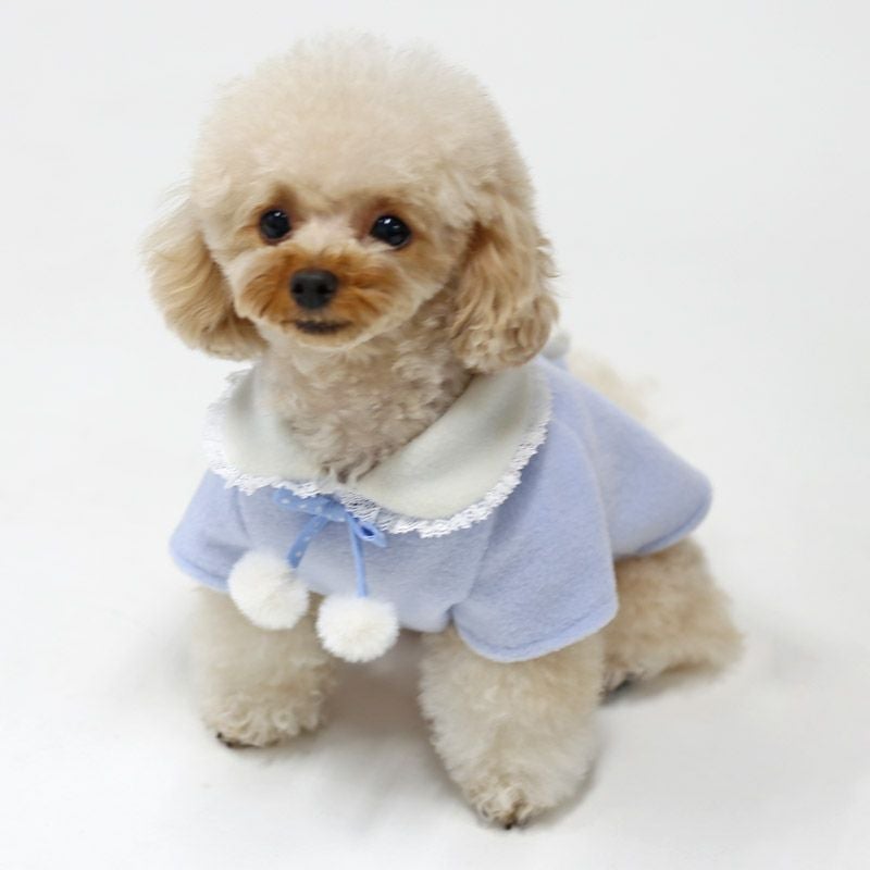 フリースリボンぽんぽん袖付きマント | 犬服通販ドッグピース