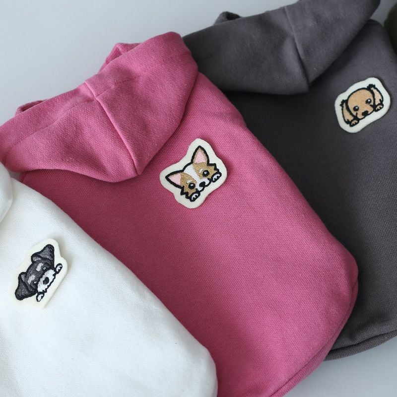 エブリデイ・ワンポイントドッグフェイス刺繍・パーカー | 犬服通販