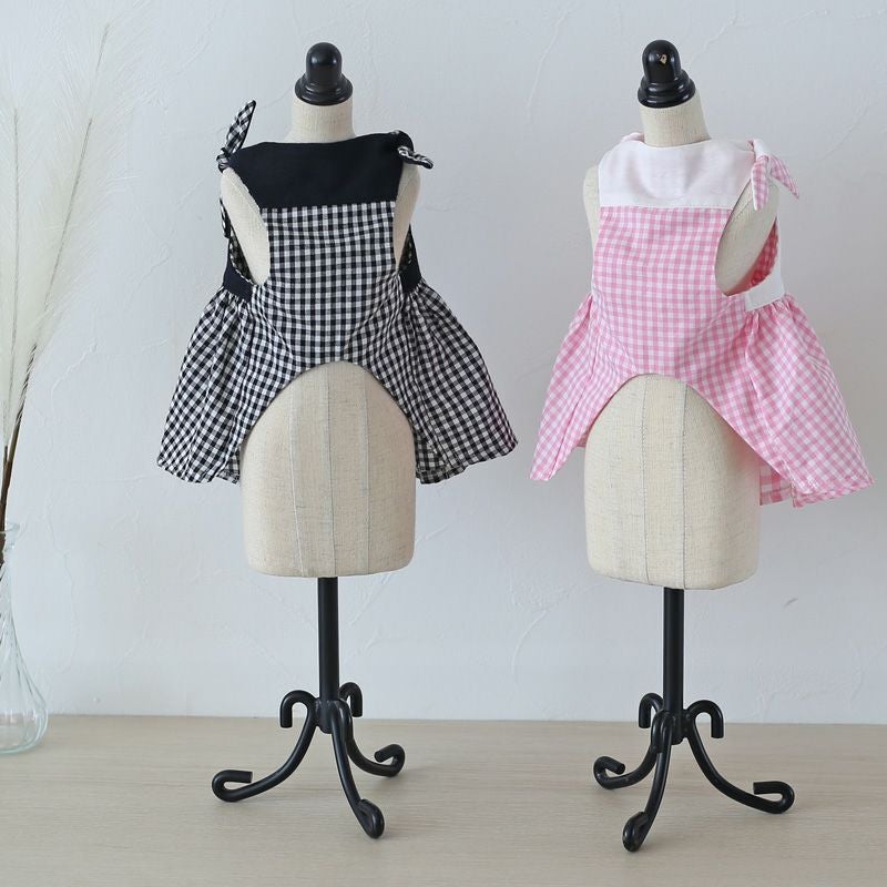 Prier × Puu Closet.] ショルダーリボン・チェック・フレアワンピース