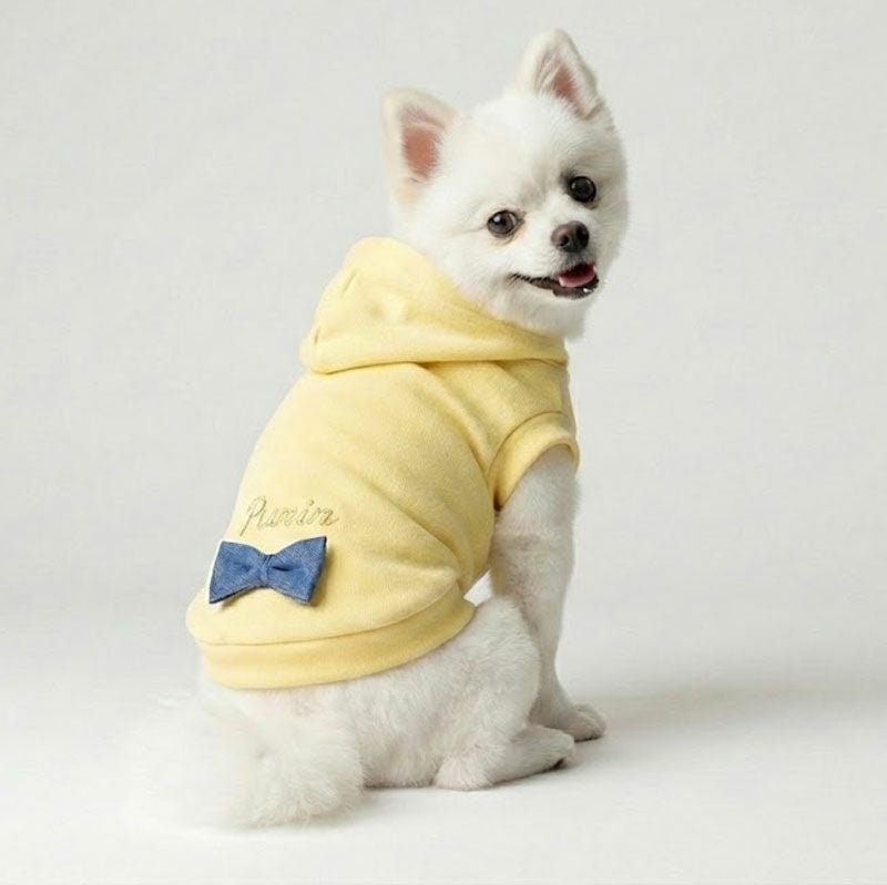 犬服ハンドメイド　リボンボアワンピパーカー　イニシャル入り お名前刺繍］エブリデイ・リボンパーカー | 犬服通販ドッグピース