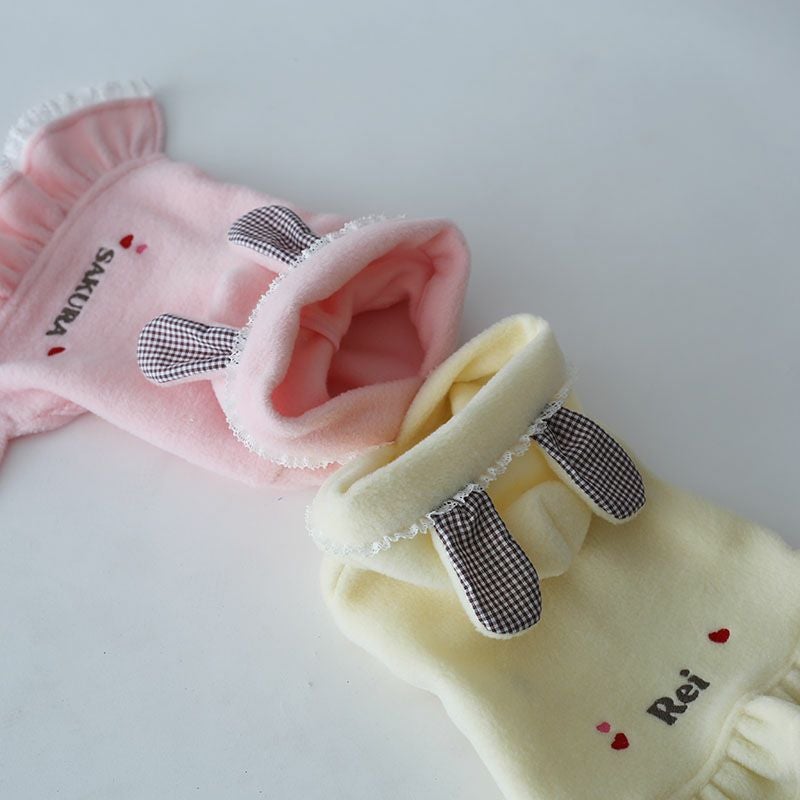 お名前刺繍］フリース・うさみみレースワンピース | 犬服通販ドッグピース