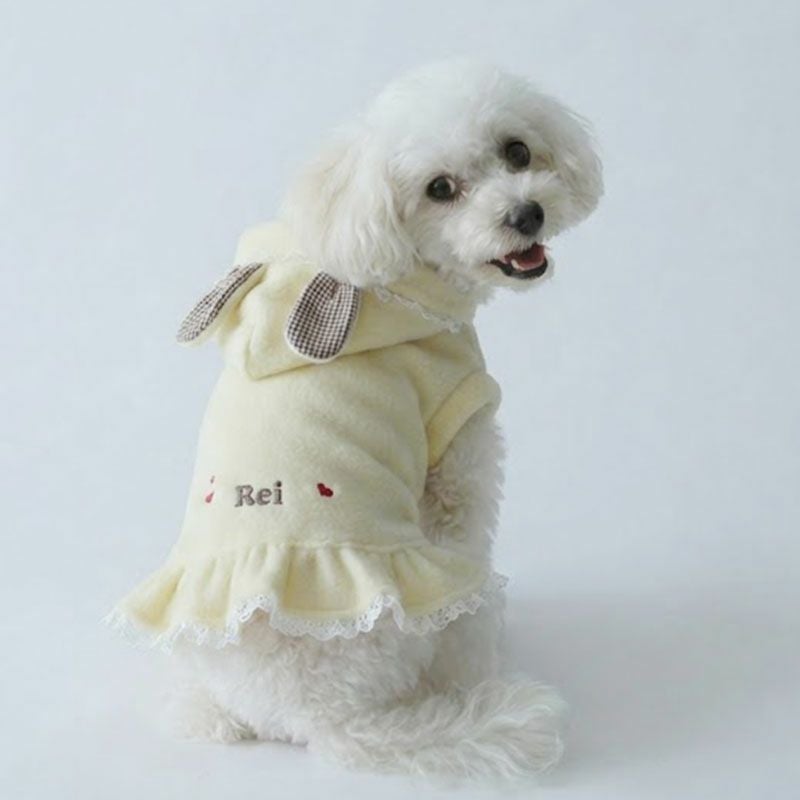 お名前刺繍］フリース・うさみみレースワンピース | 犬服通販ドッグピース