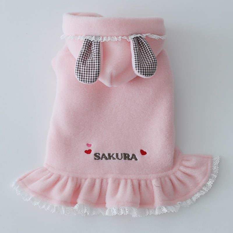 お名前刺繍］フリース・うさみみレースワンピース | 犬服通販ドッグピース