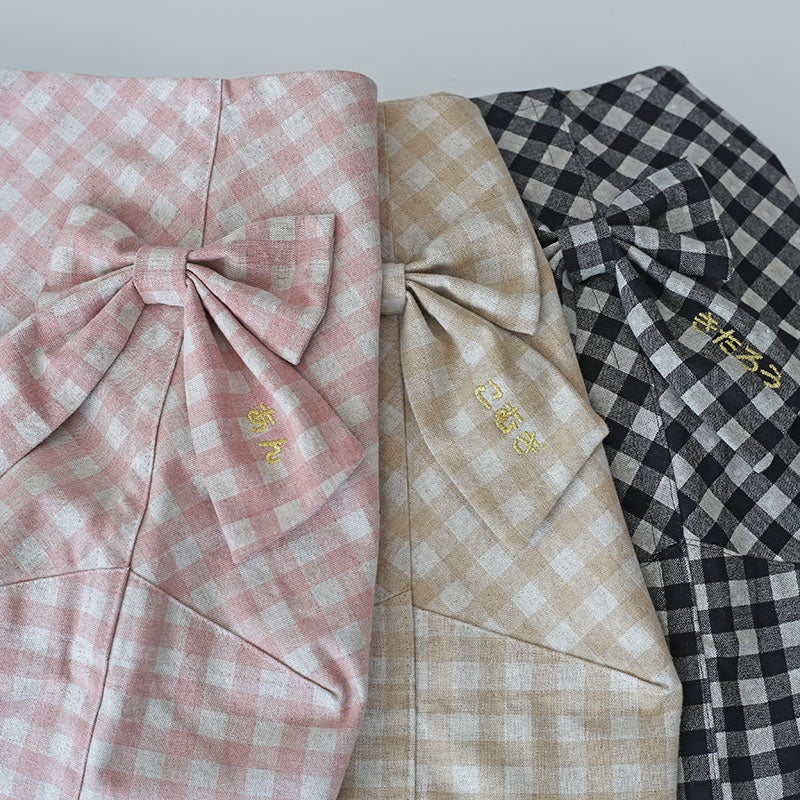 お名前刺繍 リボン・キャンバスチェックドッグスリング | 犬服通販