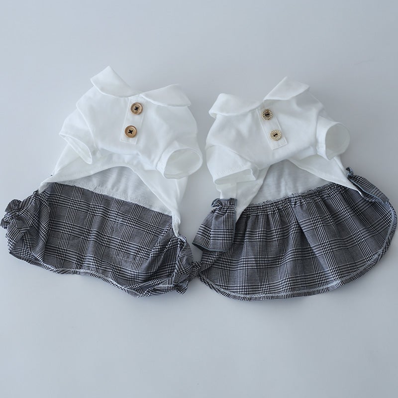 予約限定ウェア]クラシックチェック・くまワッペン・サロペット | 犬服