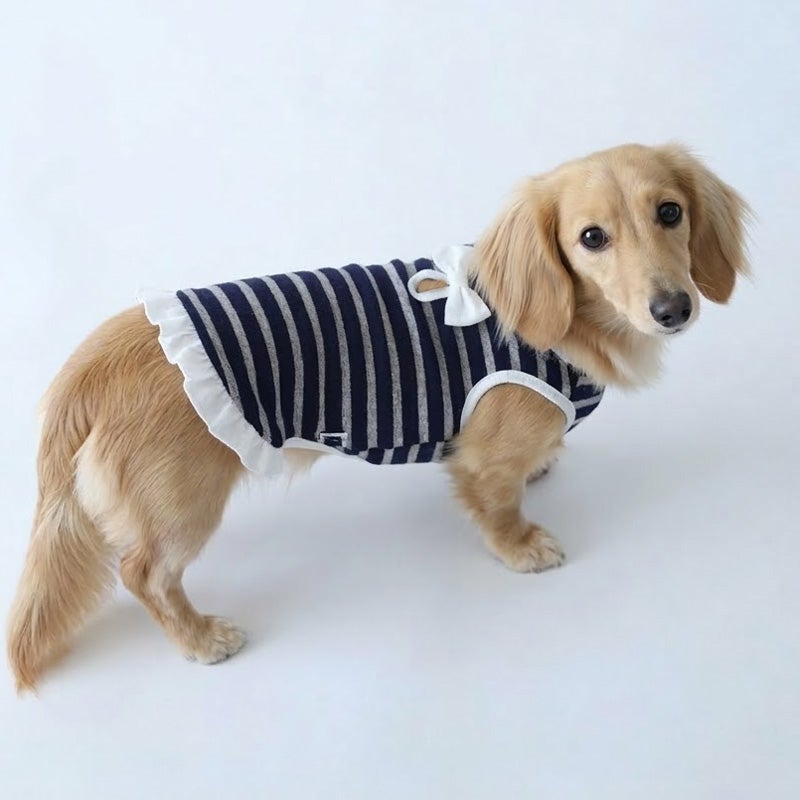 ホワイトリボンのボーダーキャミソール | 犬服通販ドッグピース