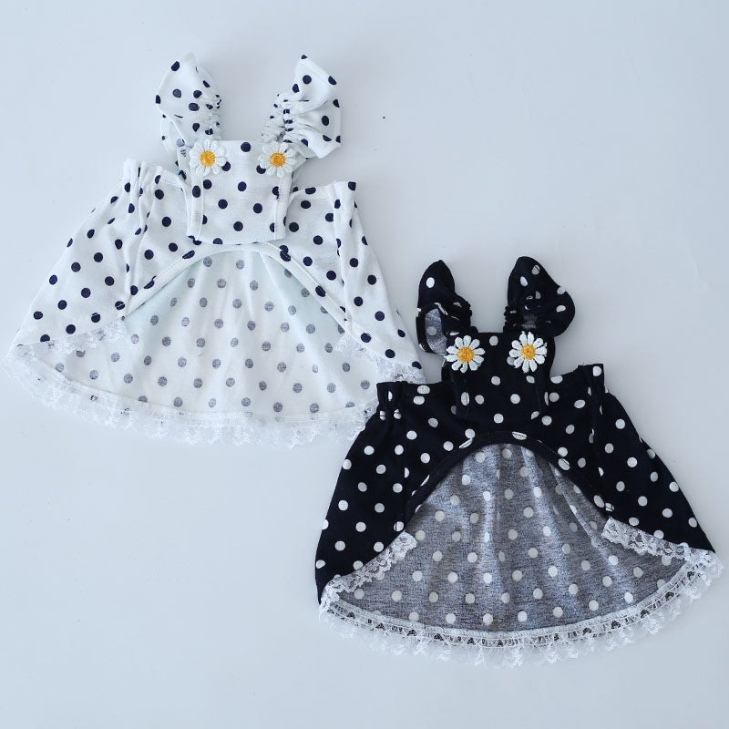 マーガレットリボン・ドットフリルワンピース | 犬服通販ドッグピース