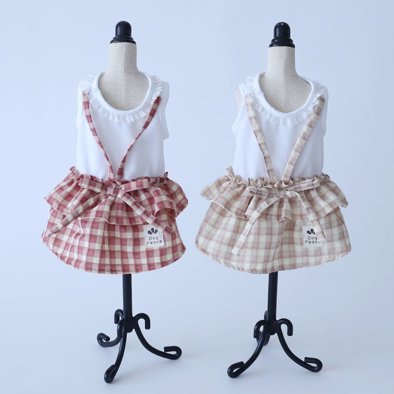 【新品未使用】hogo hogo フリルギンガムチェック ドックベッド クールMAXカントリーギンガムサロペット | 犬服通販ドッグピース