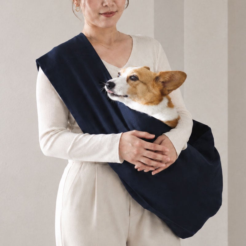 中型犬対応］深型ワイドゆったり倉敷産帆布ドッグスリング［専用収納