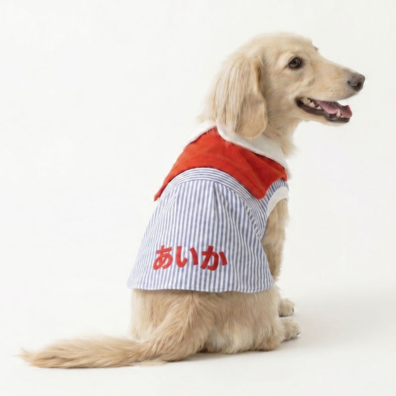 お名前刺繍］保冷剤ポケット付きクールMAX・肩掛けニット風ストライプ
