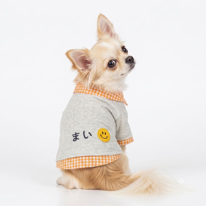 お名前刺繍］スマイルネーム・ギンガムレイヤードシャツ | 犬服通販