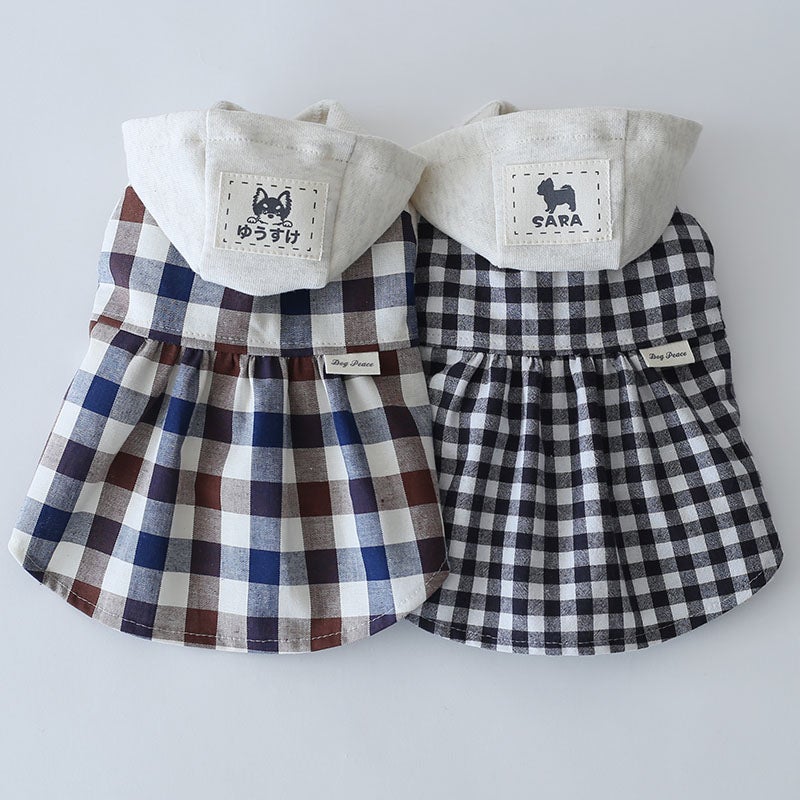 お名前タグ] やさしい杢カラーのコットンチェックチュニック | 犬服