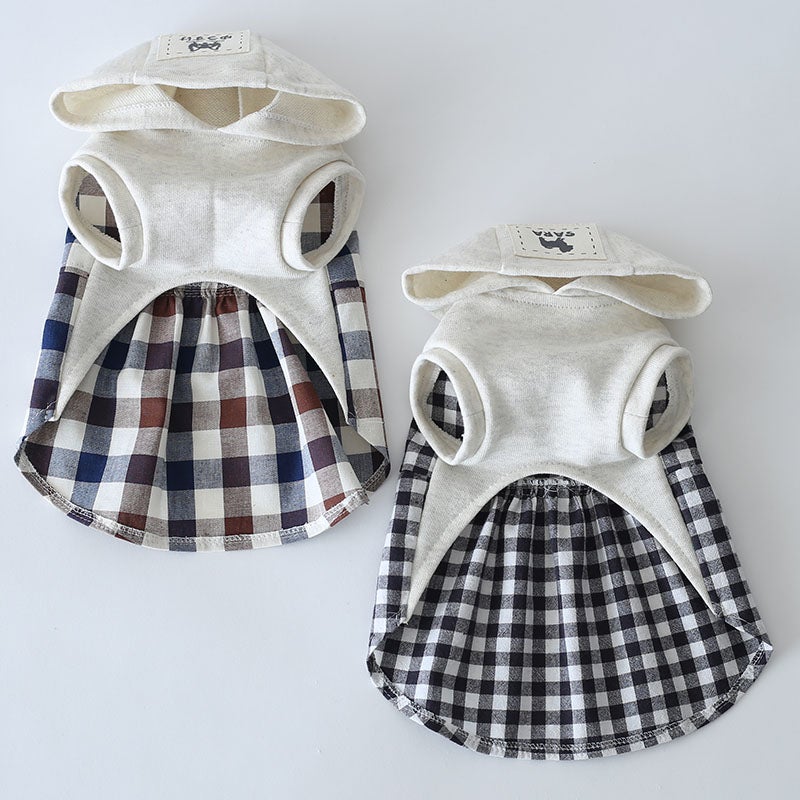お名前タグ] やさしい杢カラーのコットンチェックチュニック | 犬服
