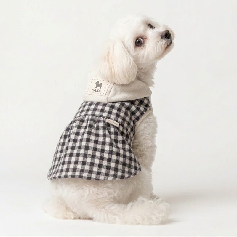 お名前タグ] やさしい杢カラーのコットンチェックチュニック | 犬服