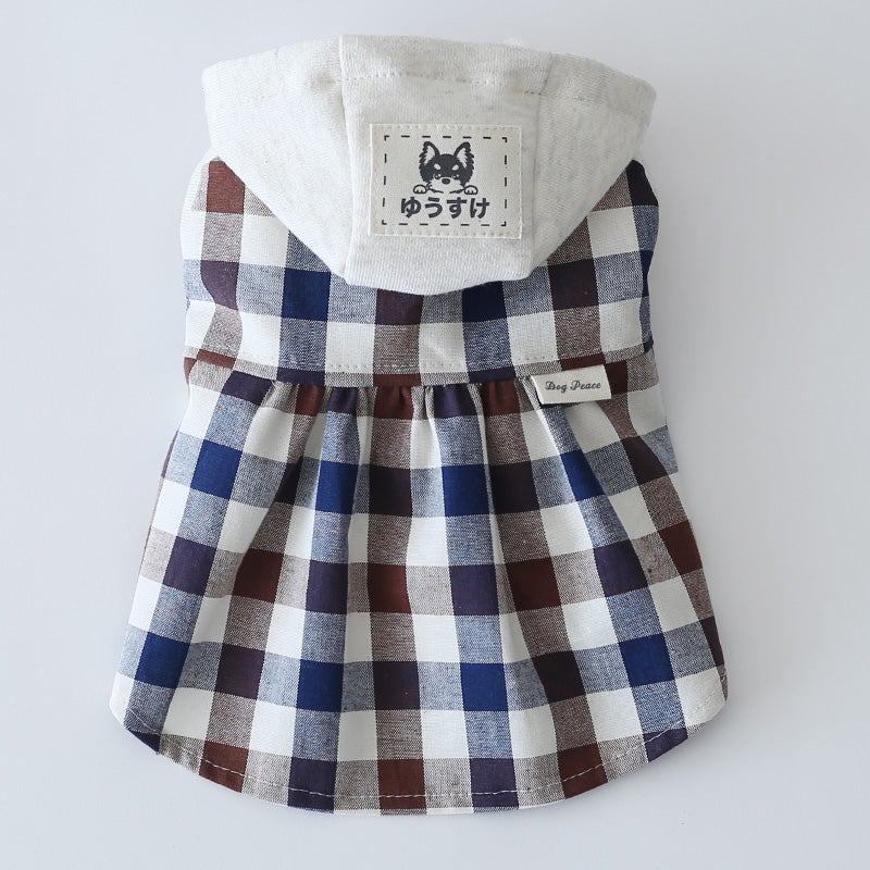 お名前タグ] やさしい杢カラーのコットンチェックチュニック | 犬服