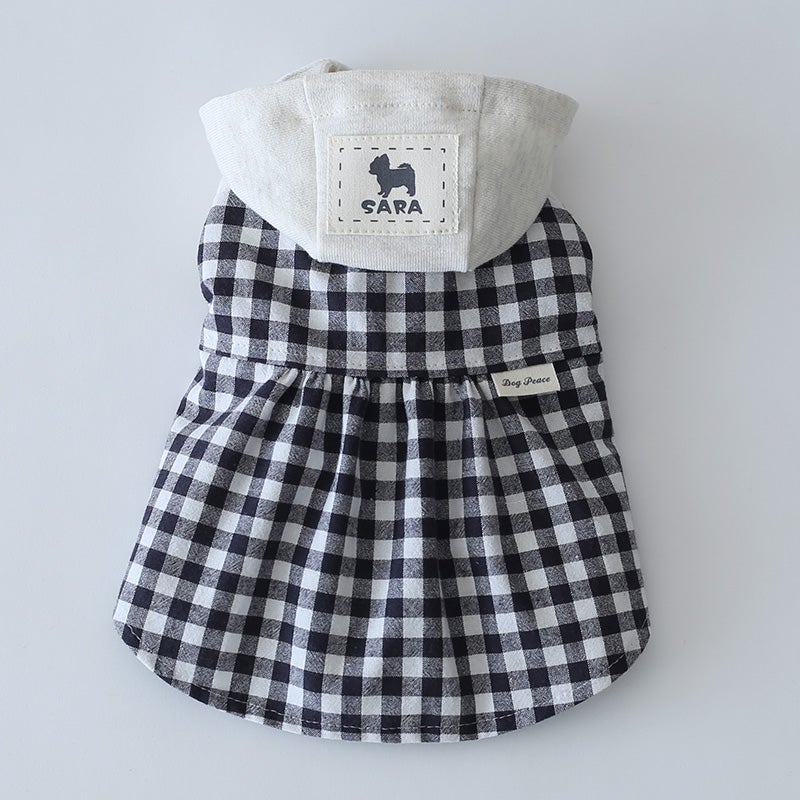 お名前タグ] やさしい杢カラーのコットンチェックチュニック | 犬服