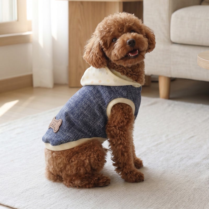 お名前刺繍]デニムライク・ボーンネームパーカー | 犬服通販ドッグピース